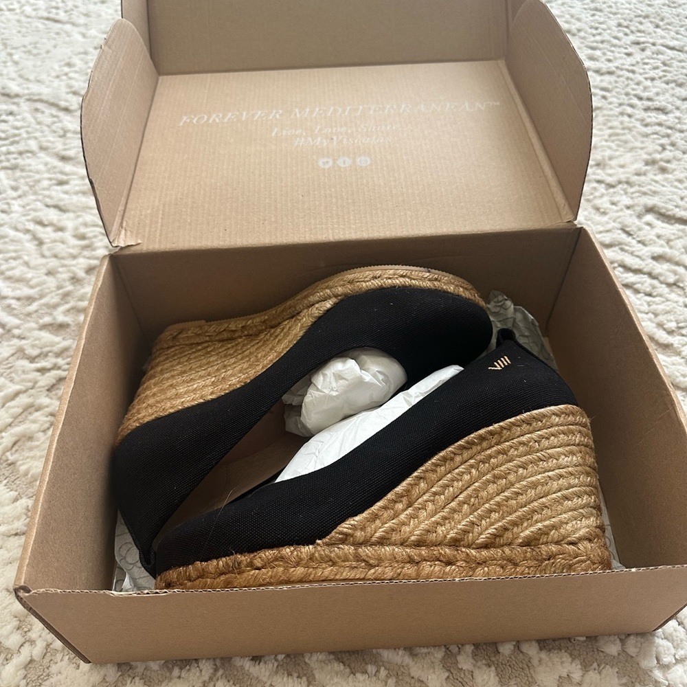 NOB/Never-worn Viscata Black Wedge Espradrilles